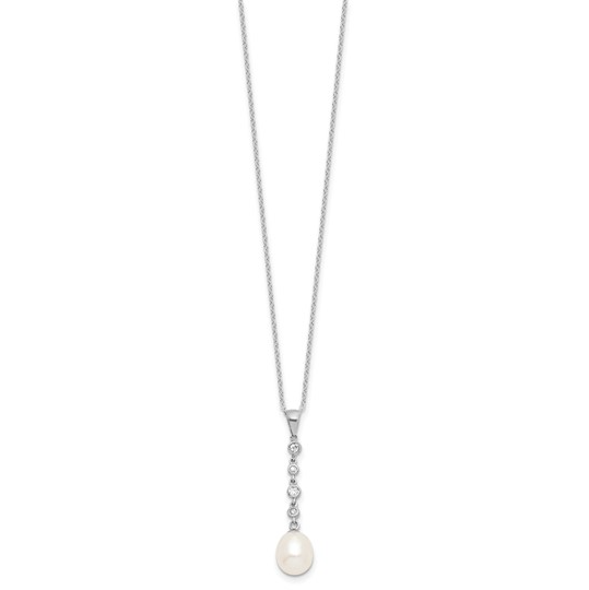 Freshwater Cultured Pearl and CZ Earring and Necklace