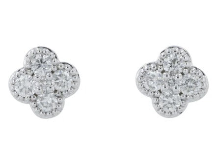 Yellow Gold and Diamond Clover Stud Earrings 1500.00