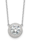 Sterling Silver Rhodium Plated Necklace with Round CZ Halo Pendant 8mm 16" 300.00