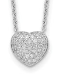 Sterling Silver Rhodium Plated Necklace with Heart CZ 14" 66.00