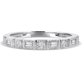 Half Eternity Round and Emerald Diamond Ring with Milgrain 10K 0.21ctw 1100.00