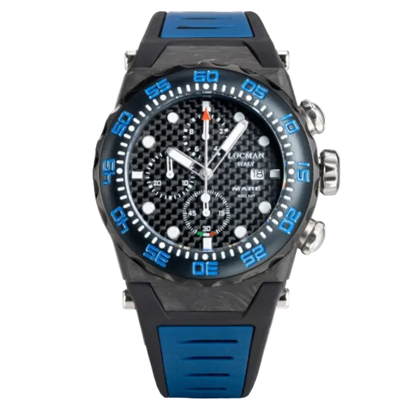 LOCMAN Stealth 300 MT Chronograph Carbon Blue Silicone Strap 2035.00