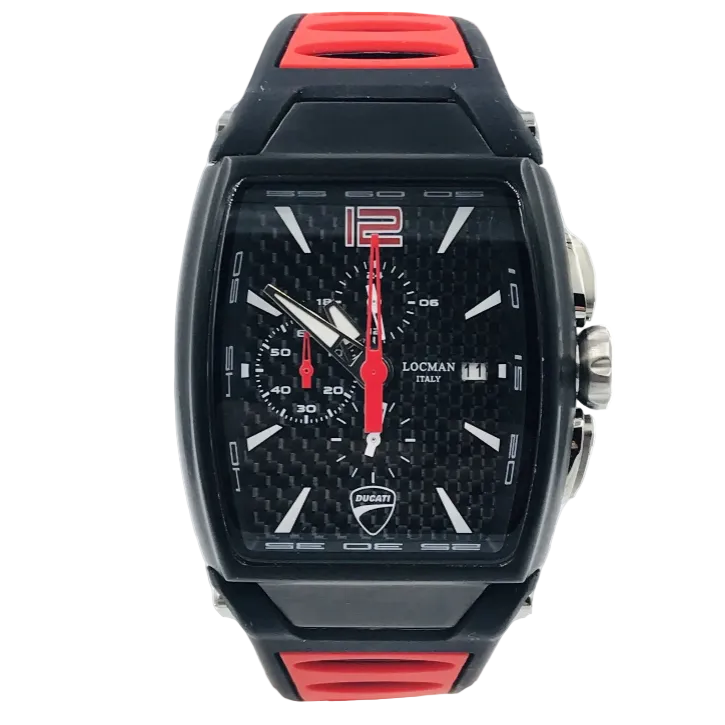 LOCMAN Ducati Chrono Steel and Titanium PVD Carbon Dial Silicon Strap 950.00