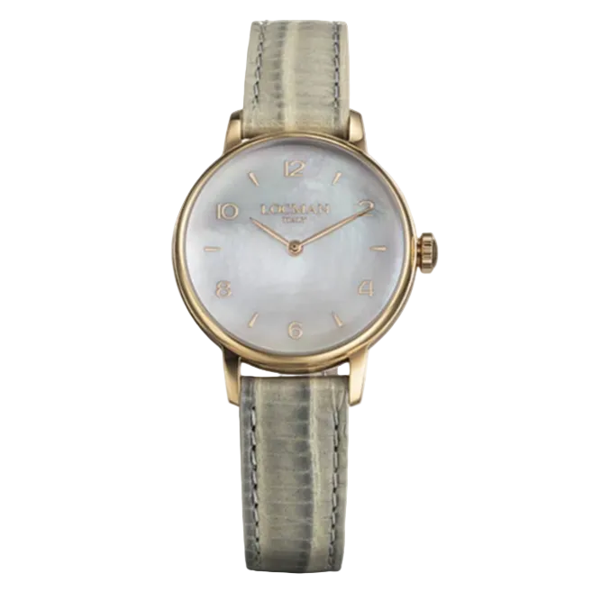 LOCMAN 1960 Lady's Three Hands Quartz S.S. Mother of Pearl Face Beige Leather 365.00