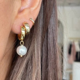 Lucinda Gold Filled and Synthetic Pearl Hoop 60.00