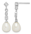 Freshwater Cultured Pearl and CZ Silver Drop Earrings 100.00