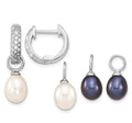 Freshwater Cultured Pearl and CZ Silver Drop Earrings SET $350