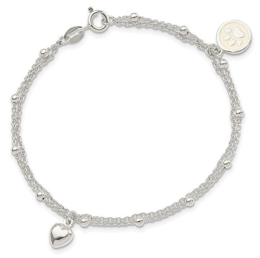 Sterling Bead puppy charm Bracelet 7.5" $80