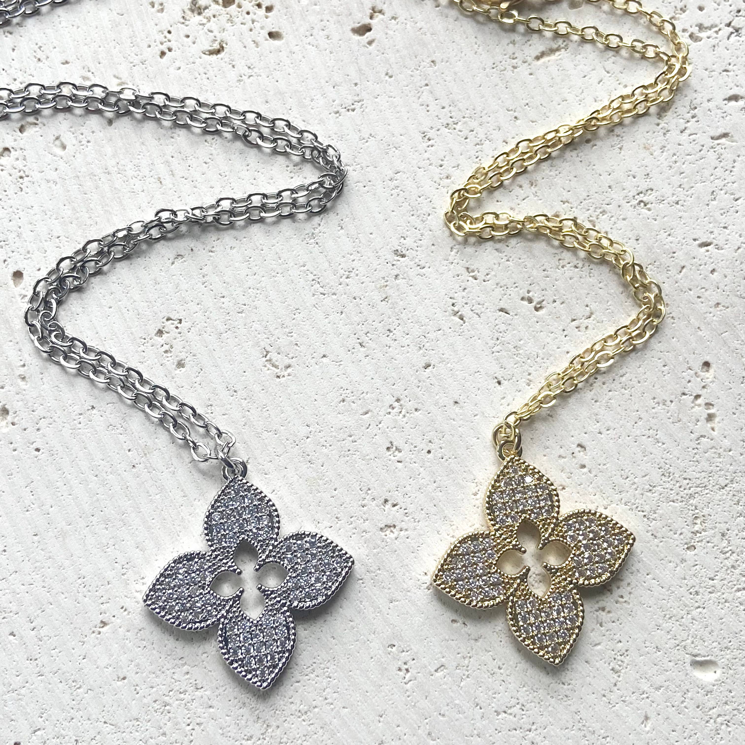 VB&CO Designs Handmade Jewelry - Quatrefoil clover designer trendy jewelry boutique style: Gold