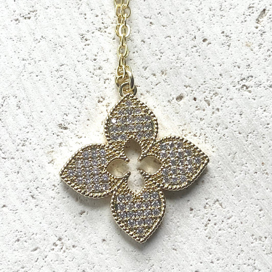 VB&CO Designs Handmade Jewelry - Quatrefoil clover designer trendy jewelry boutique style: Gold