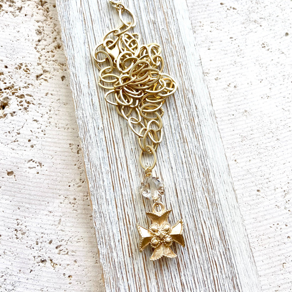 VB&CO Designs Handmade Jewelry - Maltese cross matte gold necklace 