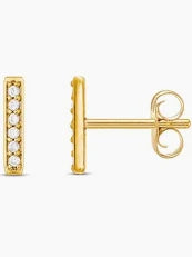 Diamond Bar Stud Earrings .15ct 14k Yellow Gold 390.00