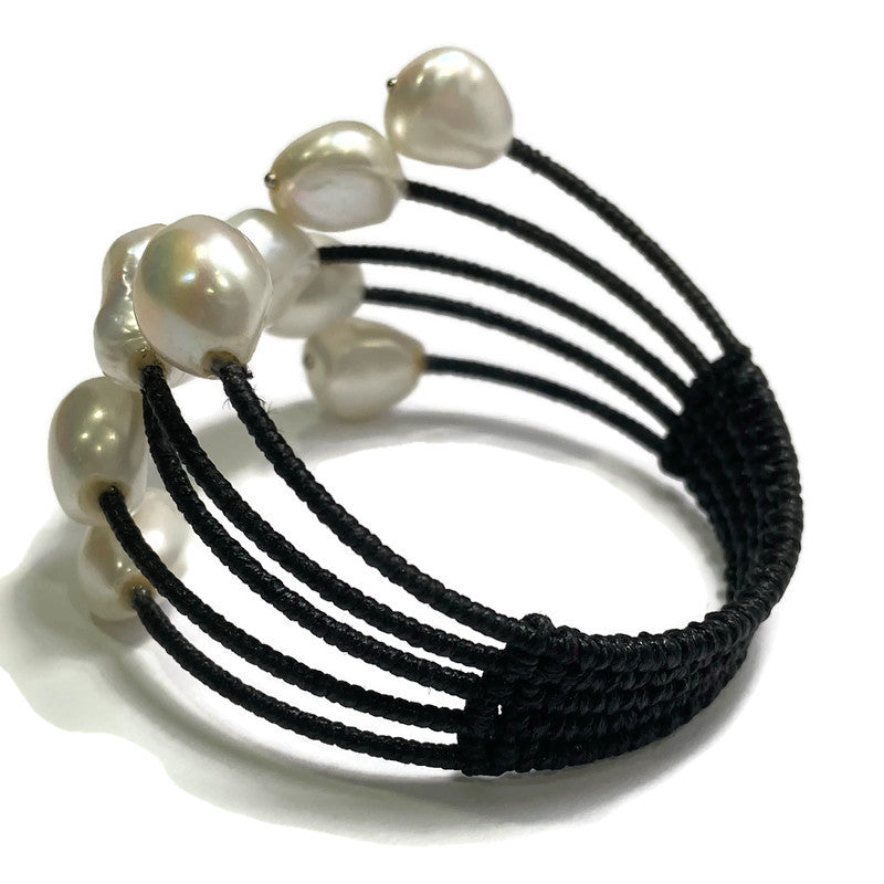 Tahitian Pearl (Baroque) Woven Cuff Bracelet with Front Split 115.00