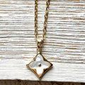 VB&CO Designs Handmade Jewelry - Pearl shell clover necklace non tarnishing jewelry: 16”