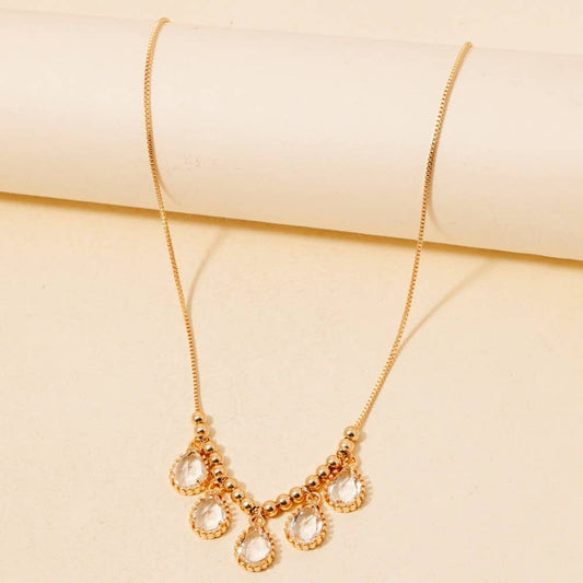 Anarchy Street - Glass Tear Charms Chain Necklace: CRYGD