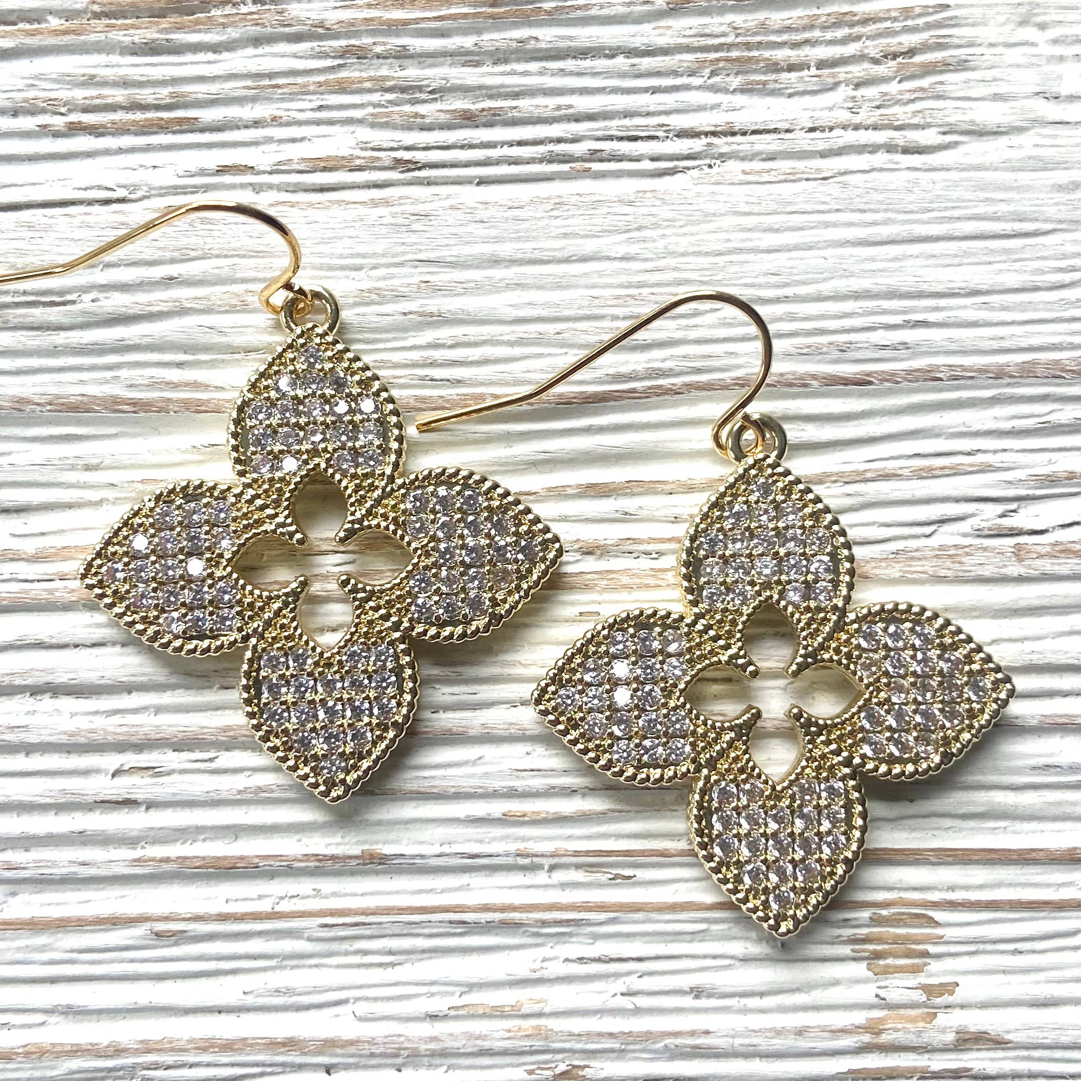 VB&CO Designs Handmade Jewelry - Quatrefoil clover designer style jewelry boutique trendy : Gold