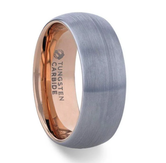 Tungsten Domed Ring with Rose Gold Interior Plating 260.00