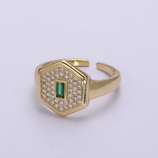 Green CZ Adjustable Signet Ring 60.00