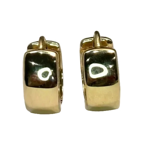 14K Yellow Gold Chunky Huggie Hoop Earrings