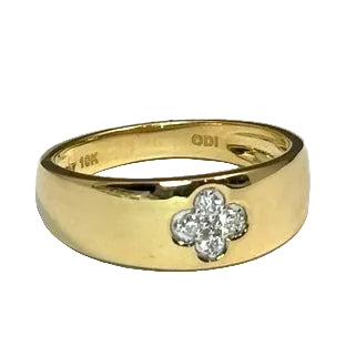 10K Yellow Gold Diamond Clover Cigar Band