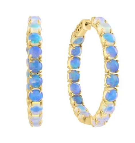 Yellow Gold Opal Hoops 6600.00