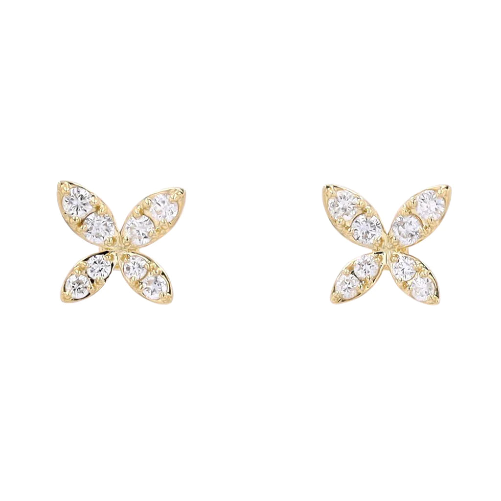 Diamond Butterfly Stud Earings .15ct 14k Yellow Gold 540.00