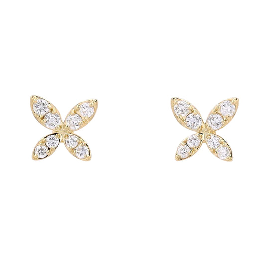 Diamond Butterfly Stud Earings .15ct 14k Yellow Gold 540.00