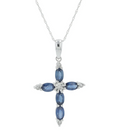 White Gold Diamond and Sapphire Cross 1550.00