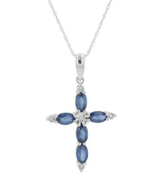 White Gold Diamond and Sapphire Cross 1150.00
