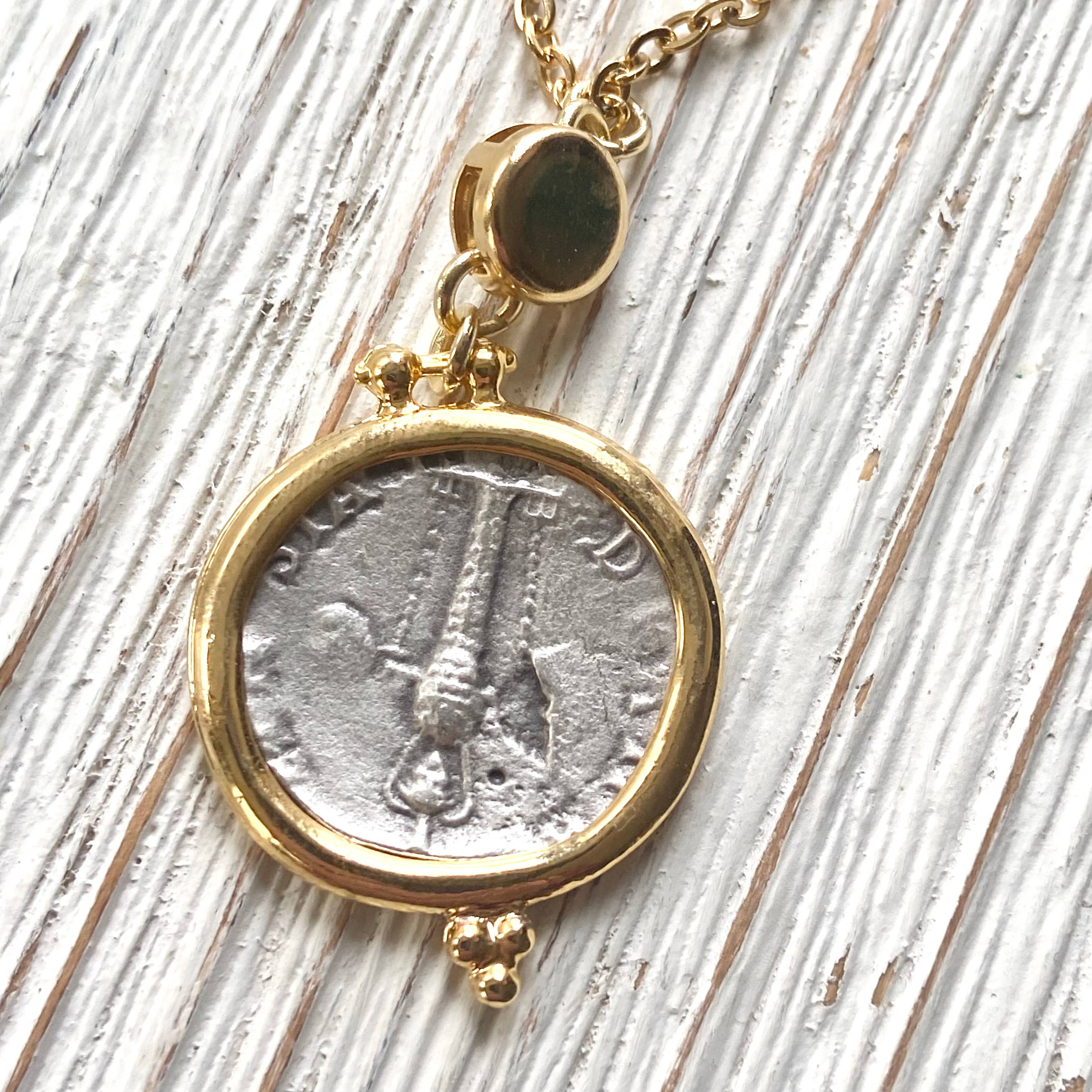 VB&CO Designs Handmade Jewelry - Greek coin necklace non tarnishing jewelry boutique