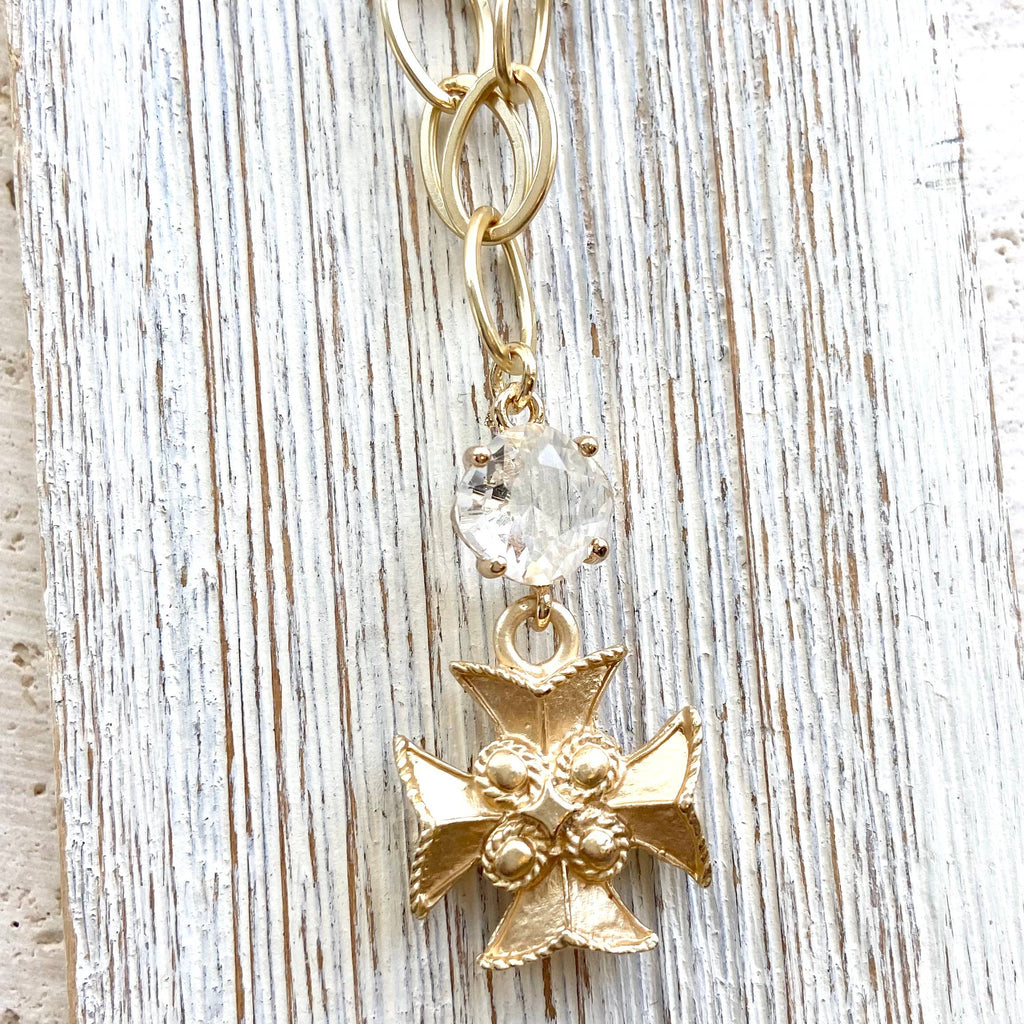 VB&CO Designs Handmade Jewelry - Maltese cross matte gold necklace 