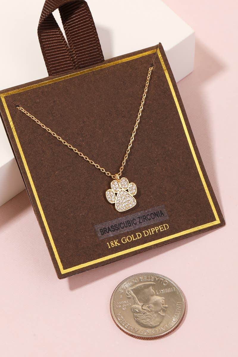Anarchy Street - Gold Dipped Studded Paw Charm Necklace: G
