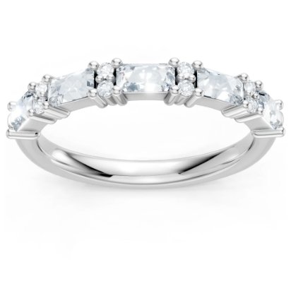 14K White Gold Emerald and Round Alternating Diamond Band 5000.00
