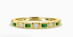 Emerald and Diamond 10K Yellow Gold Band 1200.00