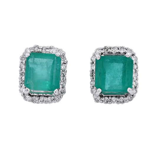 Diamond & Emerald Earrings .15ct (dia) 1.0ct (emer) 1,196.00