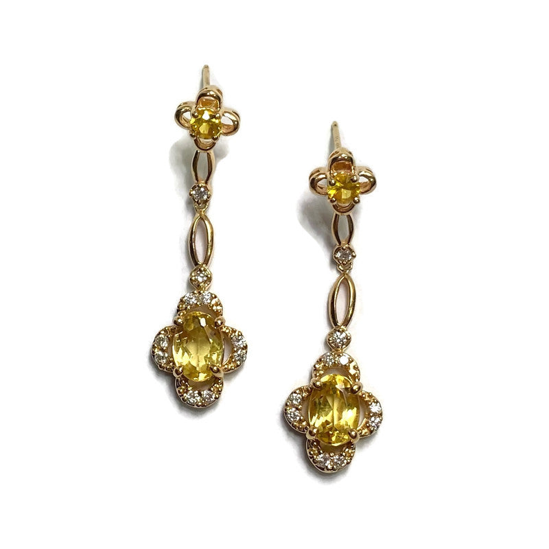 Diamond, Golden Beryl & Yellow Sapphire Earrings 2,350.00