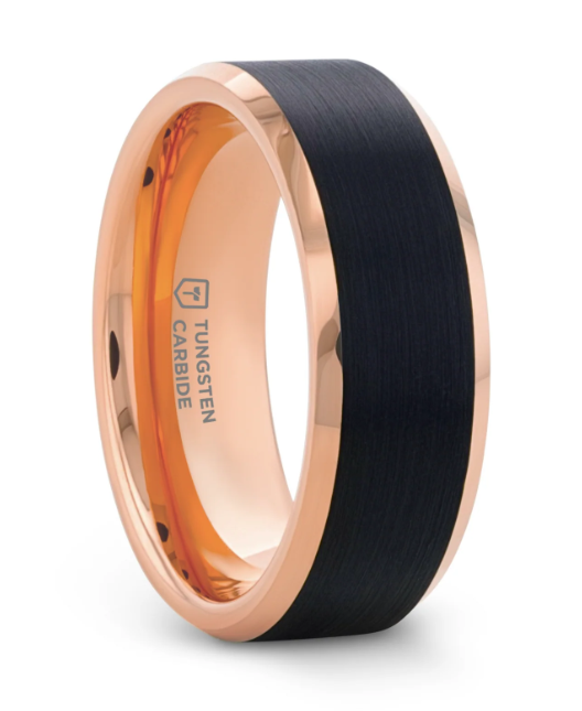 Rose Gold Plated Tungsten Beveled Ring 300.00