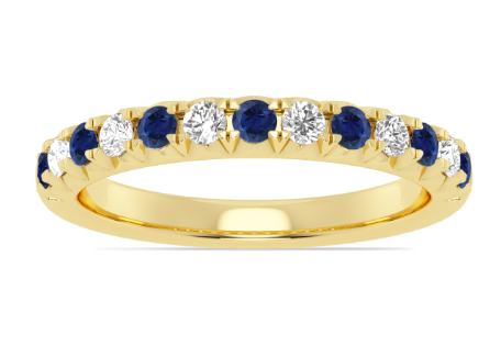 Alternating Diamond and Sapphire Yellow Gold Band 2650.00