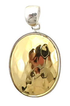 DASA Sterling Silver Hammered Oval Pendant with 18K Gold Vermeil 146.00
