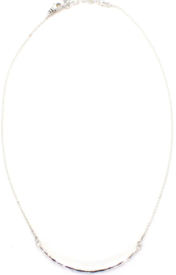 KASI Sterling Silver Necklace with Curved Hammered Bar 275.00