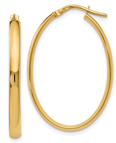 14K Yellow Gold Oval Hoop 650.00