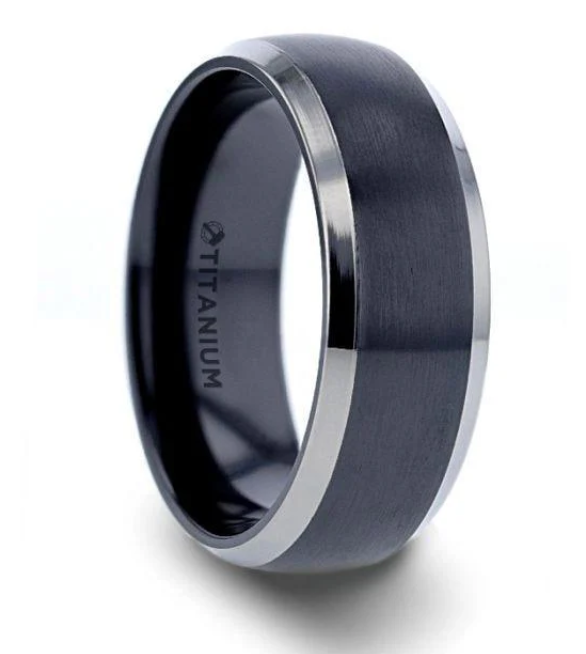 Black Titanium Stepped Edge Ring 210.00