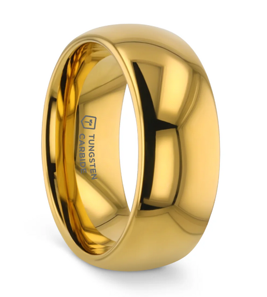 Tungsten Domed Ring with Yellow Gold Plating 240.00