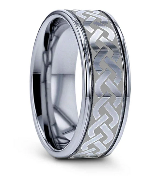 Celtic Laser Engraved Tungsten Ring 300.00