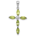 Sterling Silver Peridot and Diamond Cross 75.00