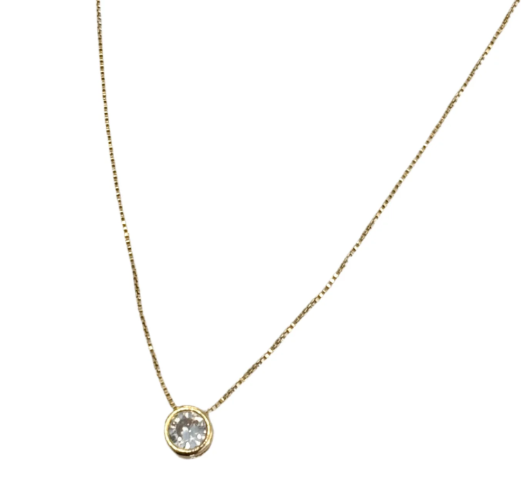 Renesmay Gold Filled CZ Slide with Box Chain Necklace 100.00
