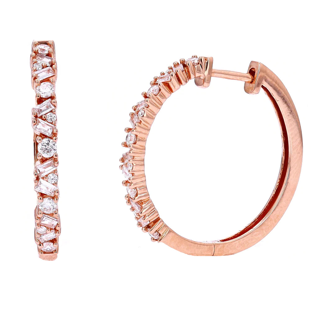 Diamond Hoops Earrings .50ct 14k Rose Gold 2000.00