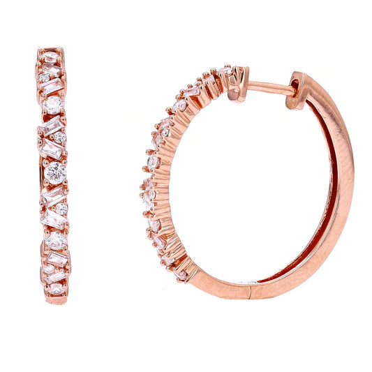 Diamond Hoops Earrings .50ct 14k Rose Gold 1,595.00