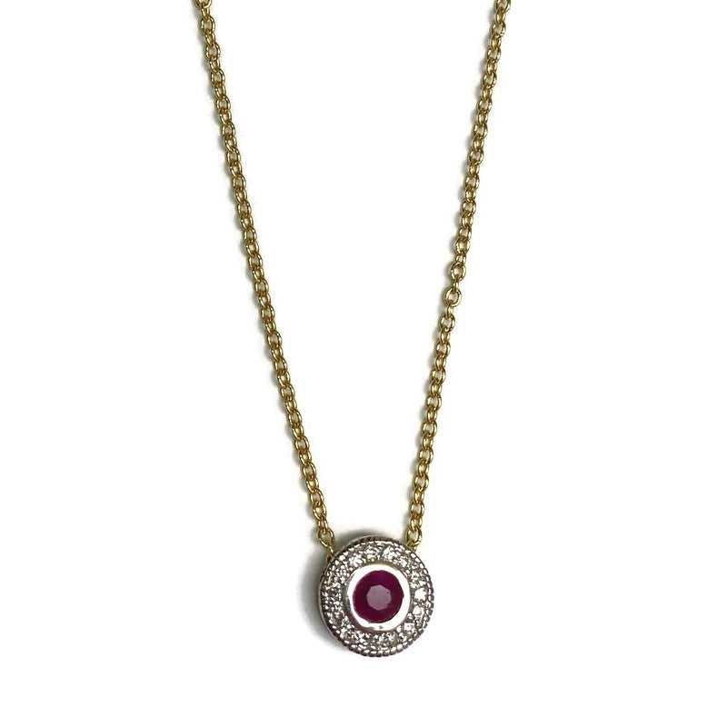 Diamond & Ruby Pendant and Necklace .12ct Dia .24ct R 1625.00