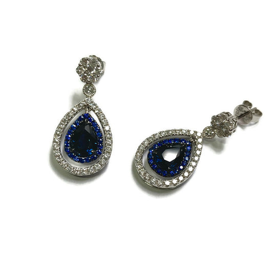 Sapphire & Diamond Earrings (S 2.19ct, S round 0.36ct, D 1.15ct) 14k 4,260.00